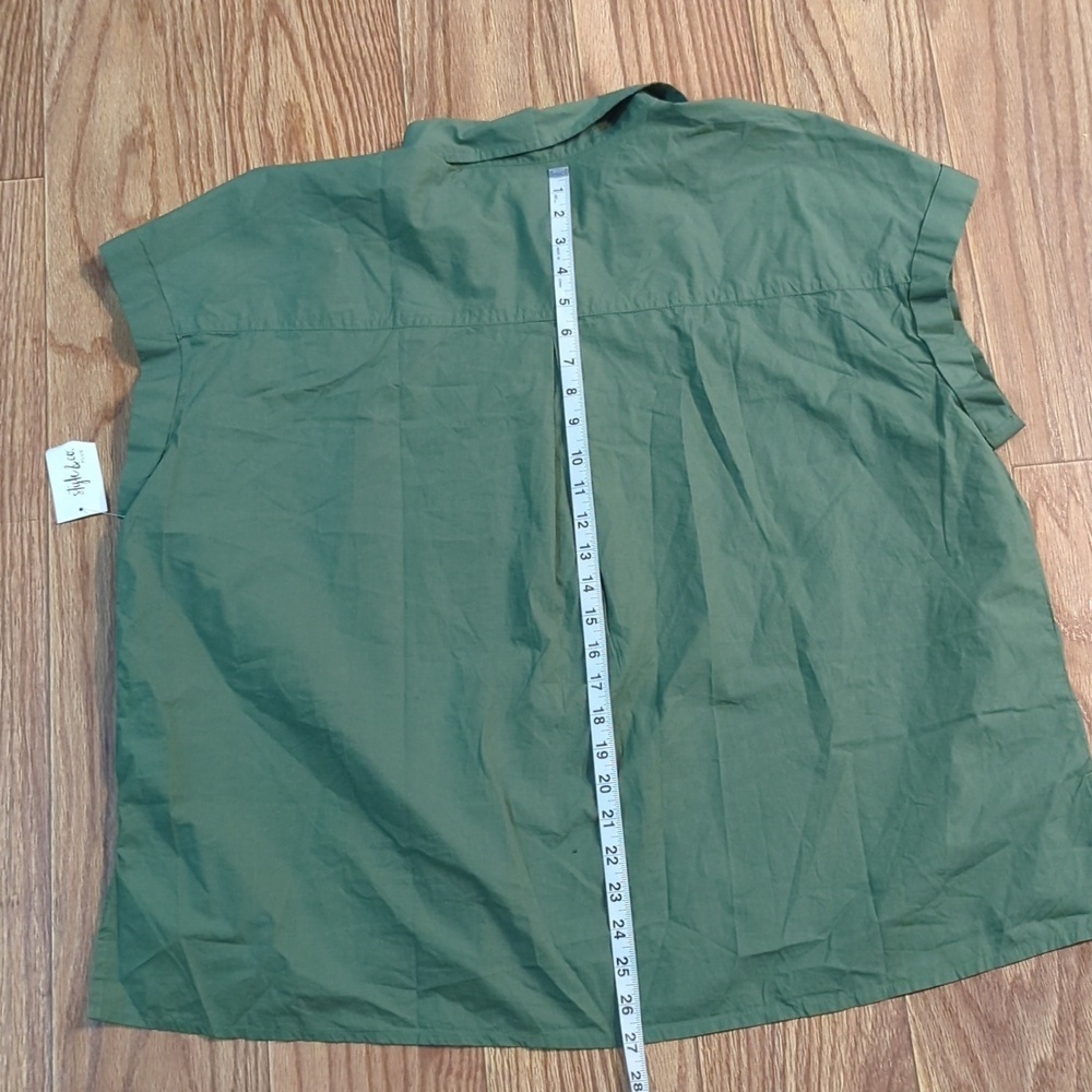 Green button up blouse size 3x plus size cap sleeve Style & Co NEW with tags - Picture 4 of 6